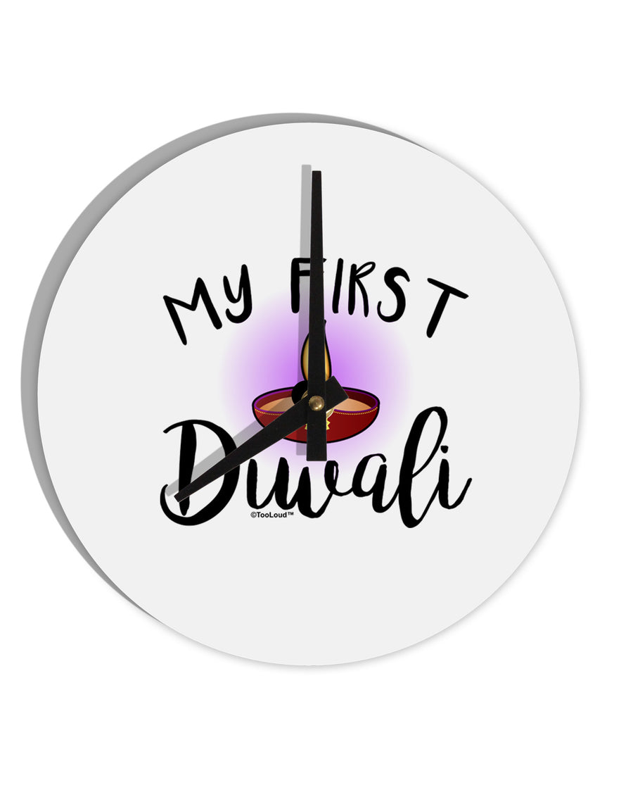 My First Diwali 10 InchRound Wall Clock by TooLoud-Wall Clock-TooLoud-White-Davson Sales