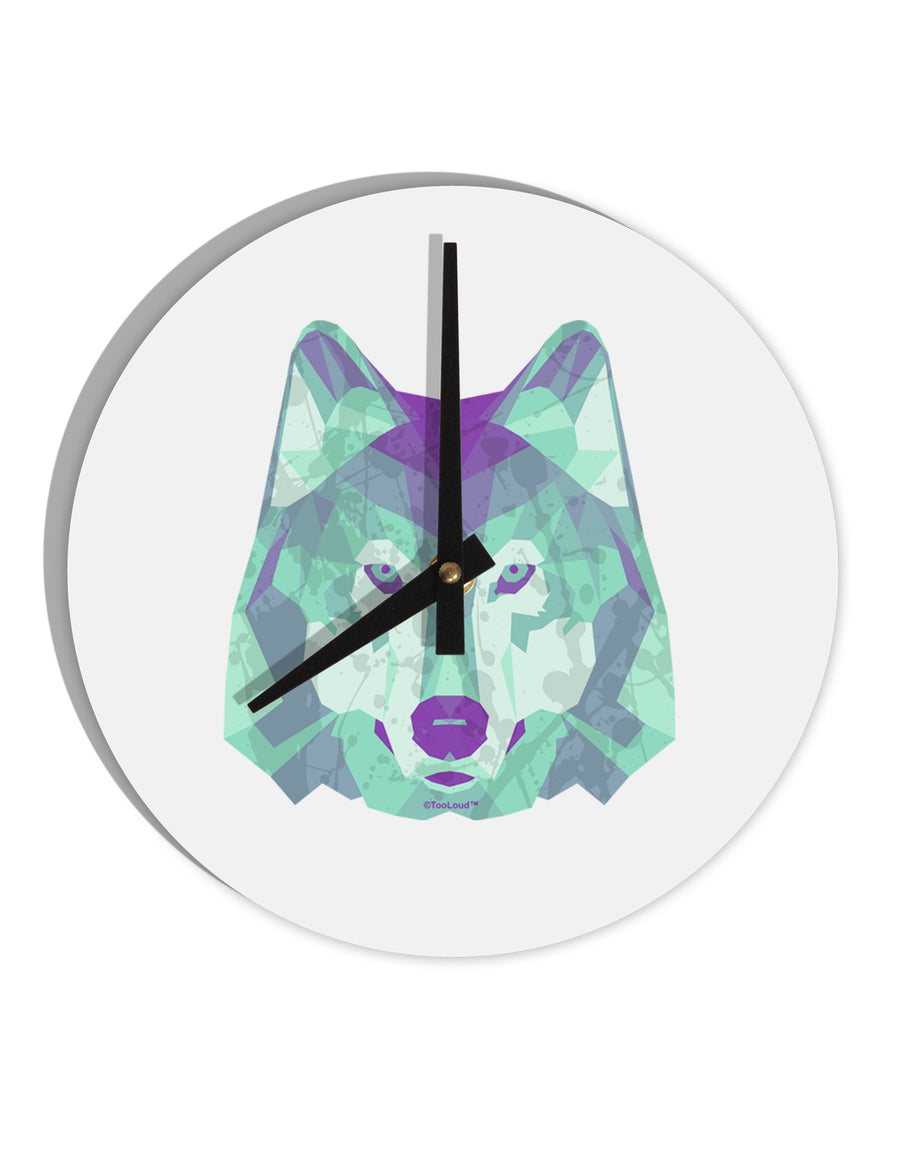 Geometric Wolf Head 10 InchRound Wall Clock by TooLoud-Wall Clock-TooLoud-White-Davson Sales