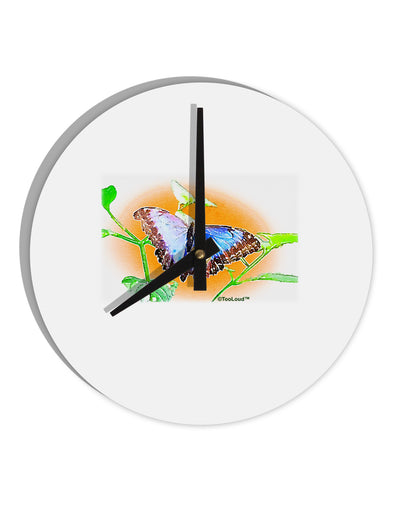 Blue Watercolor Butterfly 10 InchRound Wall Clock-Wall Clock-TooLoud-White-Davson Sales