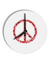 Peace Sign Hearts Red 10 InchRound Wall Clock-Wall Clock-TooLoud-White-Davson Sales