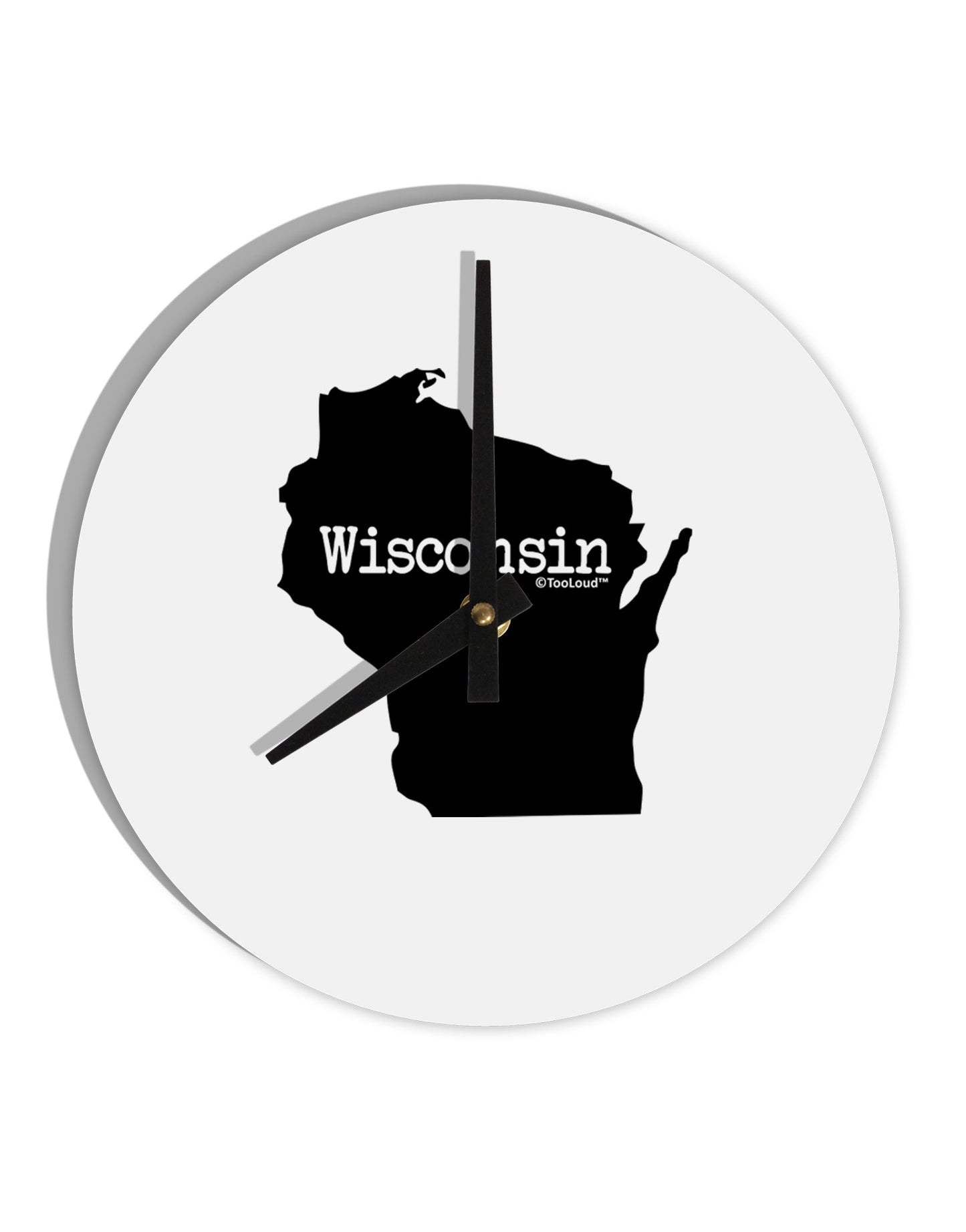 Wisconsin - United States Shape 10 InchRound Wall Clock-Wall Clock-TooLoud-White-Davson Sales