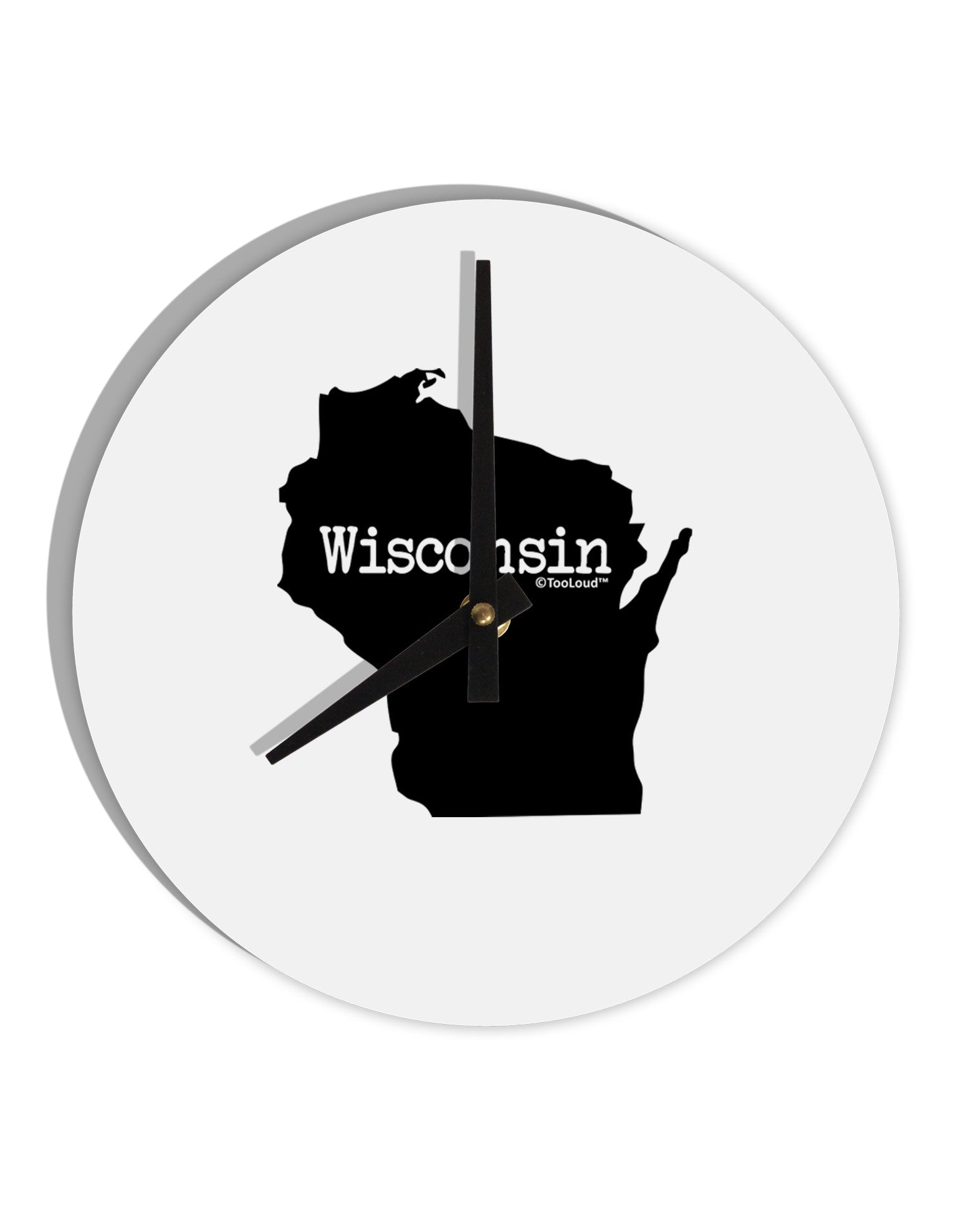 Wisconsin - United States Shape 10 InchRound Wall Clock-Wall Clock-TooLoud-White-Davson Sales