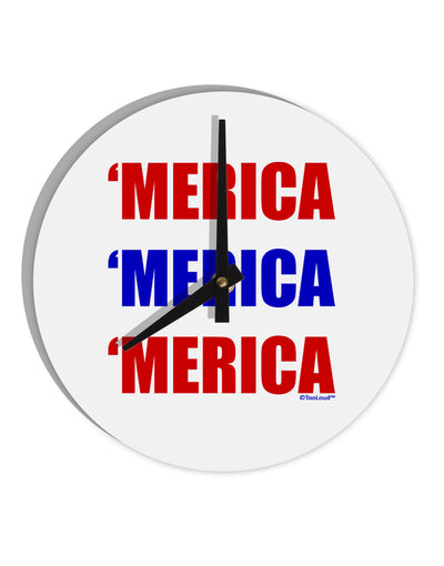 Merica Merica Merica - Red and Blue 10 InchRound Wall Clock-Wall Clock-TooLoud-White-Davson Sales