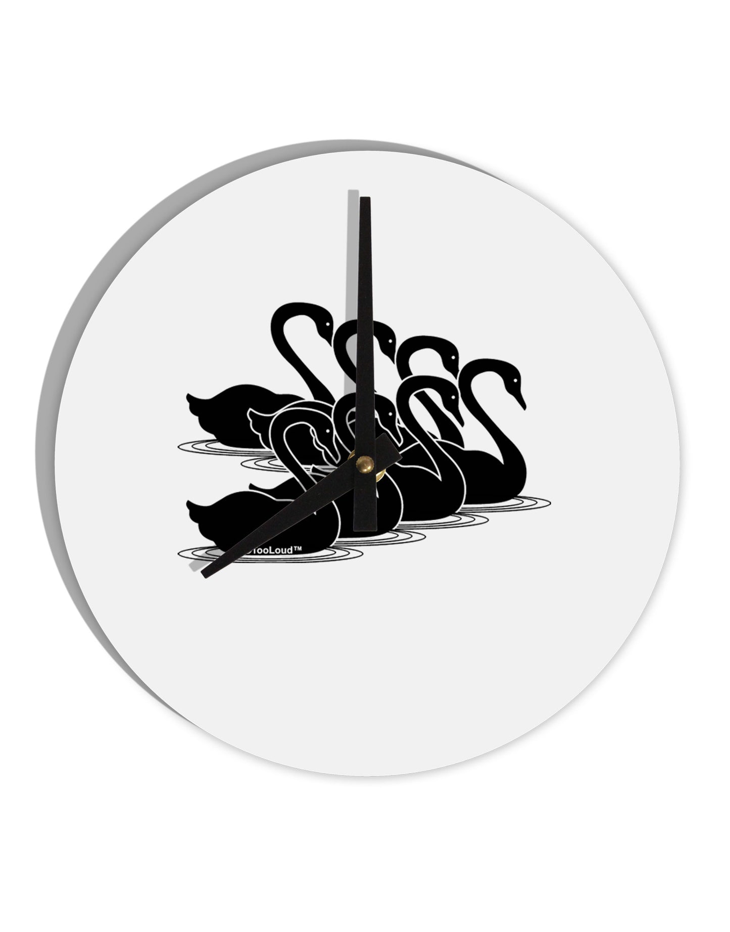 Seven Swans A Swimming 10 InchRound Wall Clock-Wall Clock-TooLoud-White-Davson Sales