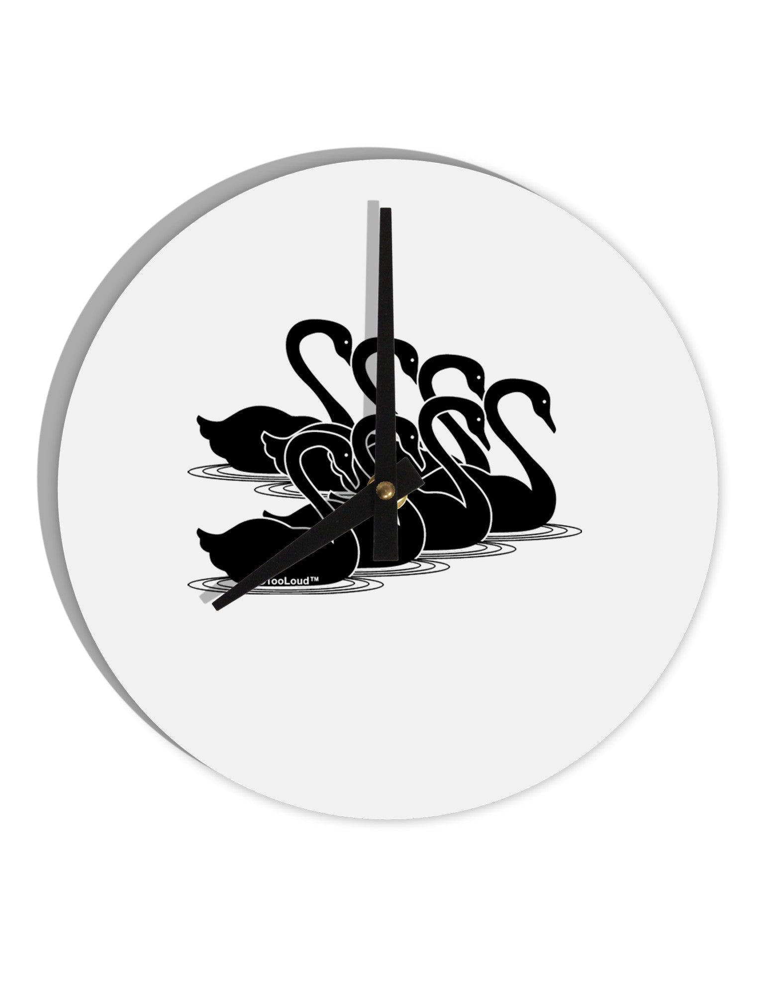 Seven Swans A Swimming 10 InchRound Wall Clock-Wall Clock-TooLoud-White-Davson Sales