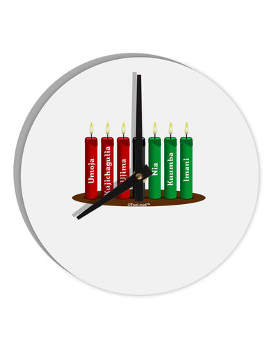 Kwanzaa Candles 7 Principles 10 InchRound Wall Clock-Wall Clock-TooLoud-White-Davson Sales