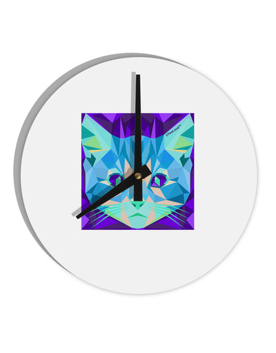 Geometric Kitty Inverted 10 InchRound Wall Clock-Wall Clock-TooLoud-White-Davson Sales