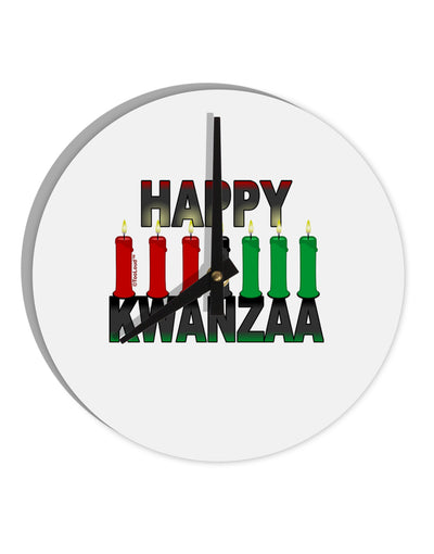 Happy Kwanzaa Candles 10 InchRound Wall Clock-Wall Clock-TooLoud-White-Davson Sales