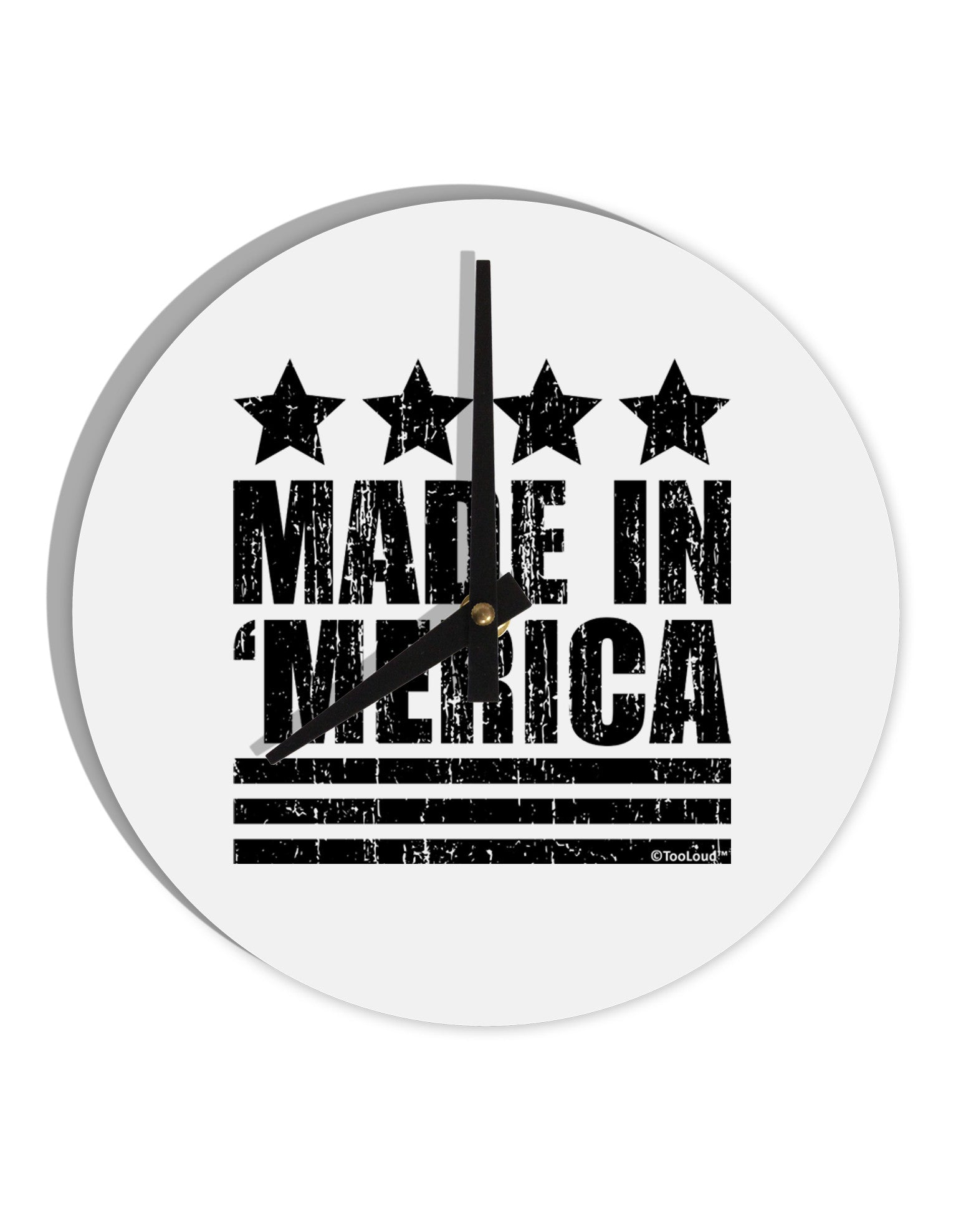 Made in Merica - Stars and Stripes Design 10 InchRound Wall Clock-Wall Clock-TooLoud-White-Davson Sales