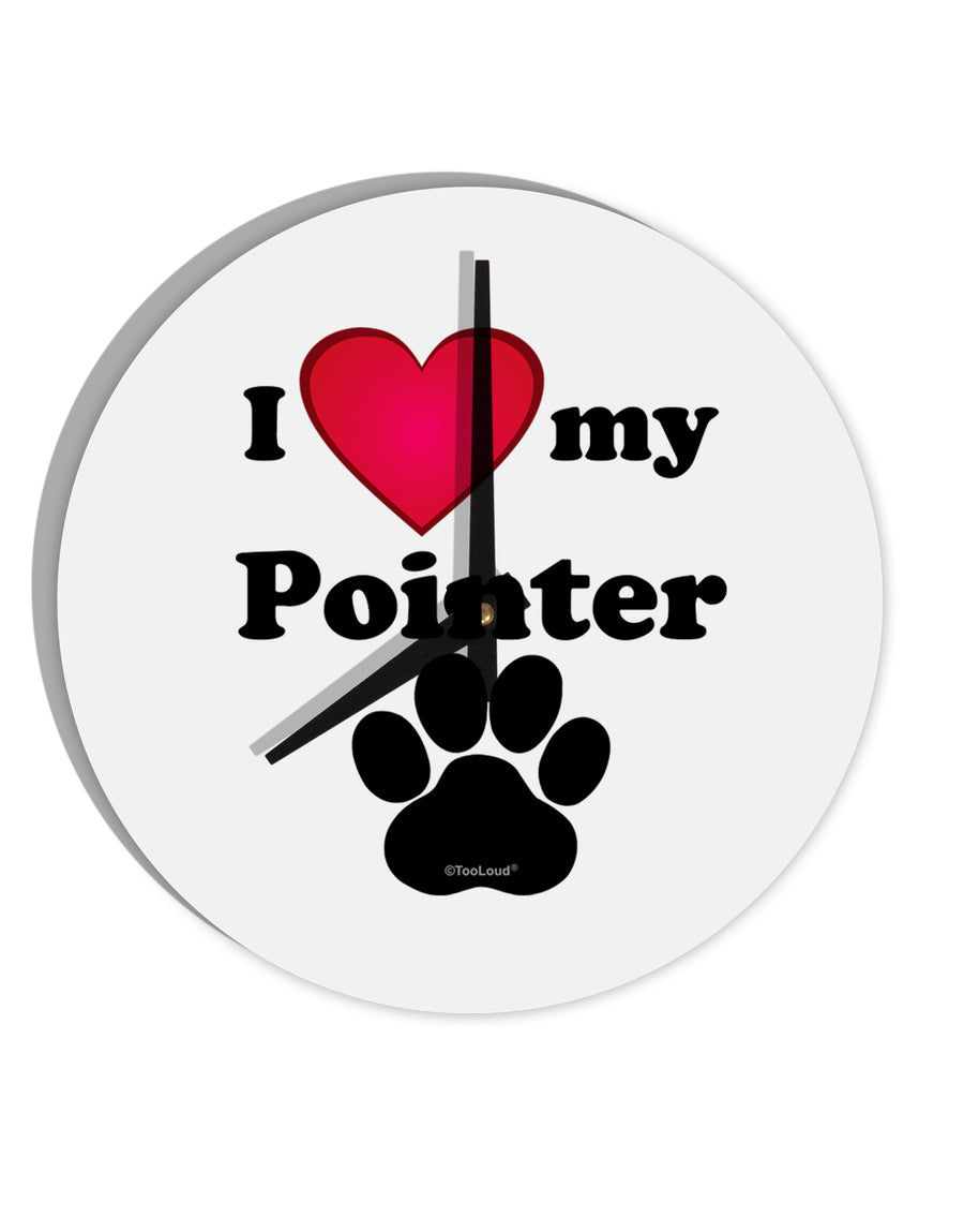 I Heart My Pointer 10 InchRound Wall Clock by TooLoud-Wall Clock-TooLoud-White-Davson Sales