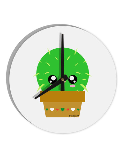 Cute Cactus Design 10 InchRound Wall Clock by TooLoud-Wall Clock-TooLoud-White-Davson Sales