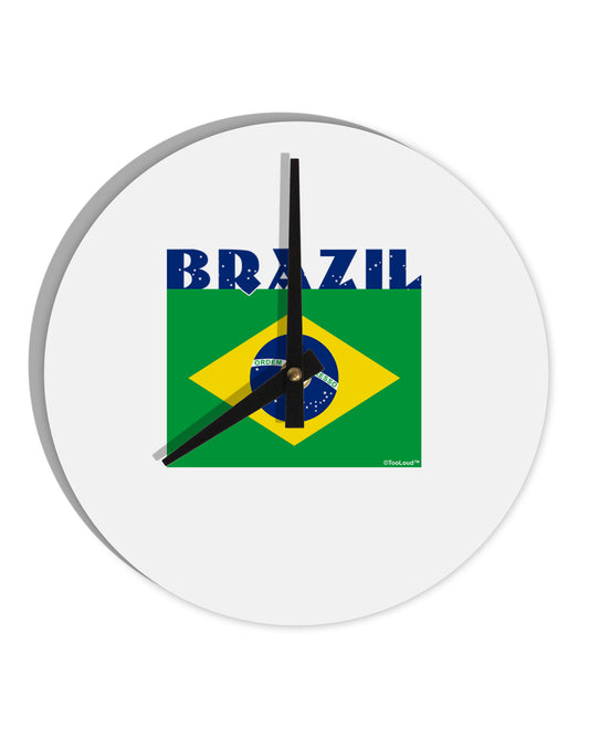 Brazil Flag 10 InchRound Wall Clock-Wall Clock-TooLoud-White-Davson Sales