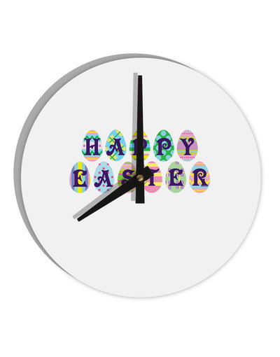 Easter Eggs Happy Easter 10 InchRound Wall Clock-Wall Clock-TooLoud-White-Davson Sales