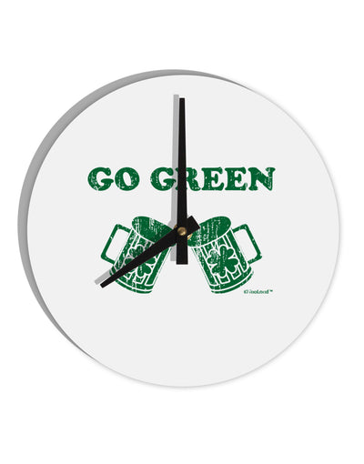 Go Green - St. Patrick's Day Green Beer 10 InchRound Wall Clock by TooLoud-Wall Clock-TooLoud-White-Davson Sales