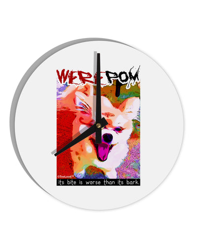 TooLoud WerePom - Werewolf Pomeranian 10 InchRound Wall Clock-Wall Clock-TooLoud-White-Davson Sales