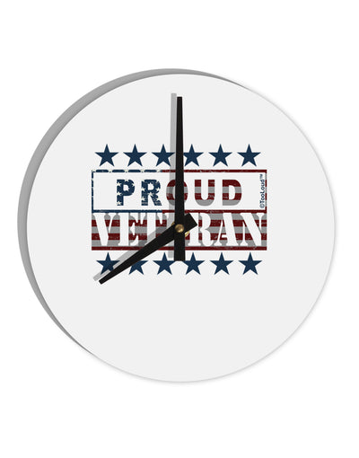 Proud Veteran Flag 10 InchRound Wall Clock-Wall Clock-TooLoud-White-Davson Sales