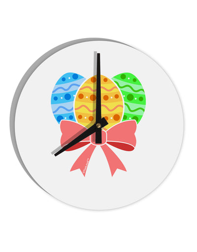 Easter Eggs With Bow 10 InchRound Wall Clock by TooLoud-Wall Clock-TooLoud-White-Davson Sales