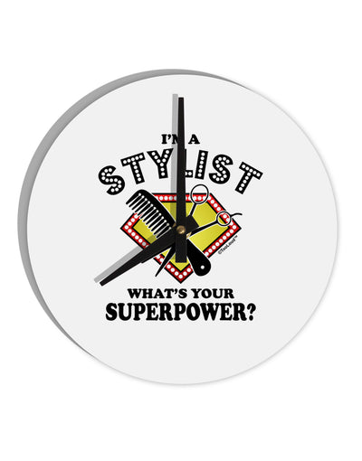 Stylist - Superpower 10 InchRound Wall Clock-Wall Clock-TooLoud-White-Davson Sales