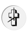 Simple Cross Design Black Distressed 10 InchRound Wall Clock by TooLoud-Wall Clock-TooLoud-White-Davson Sales