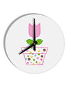 Easter Tulip Design - Pink 10 InchRound Wall Clock by TooLoud-Wall Clock-TooLoud-White-Davson Sales