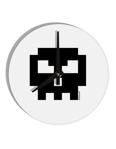 Retro 8-Bit Skull 10 InchRound Wall Clock-Wall Clock-TooLoud-White-Davson Sales