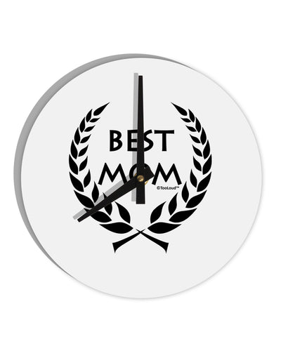 Best Mom - Wreath Design 10 InchRound Wall Clock by TooLoud-Wall Clock-TooLoud-White-Davson Sales