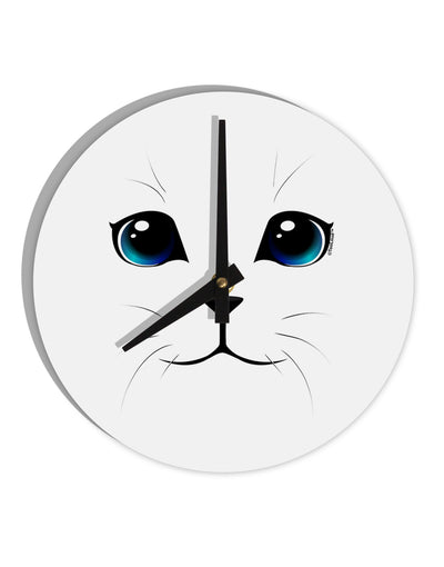 Blue-Eyed Cute Cat Face 10 InchRound Wall Clock-Wall Clock-TooLoud-White-Davson Sales