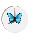 Big Blue Butterfly 10 InchRound Wall Clock-Wall Clock-TooLoud-White-Davson Sales