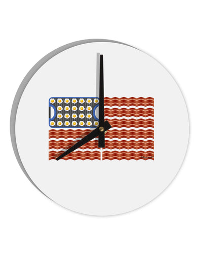 American Breakfast Flag - Bacon and Eggs 10 InchRound Wall Clock-Wall Clock-TooLoud-White-Davson Sales