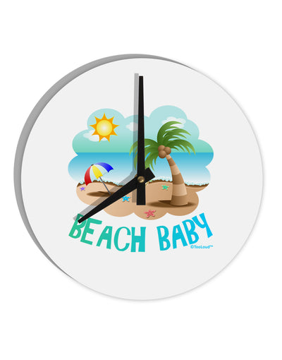 Fun Summer Beach Scene - Beach Baby 10 InchRound Wall Clock by TooLoud-Wall Clock-TooLoud-White-Davson Sales