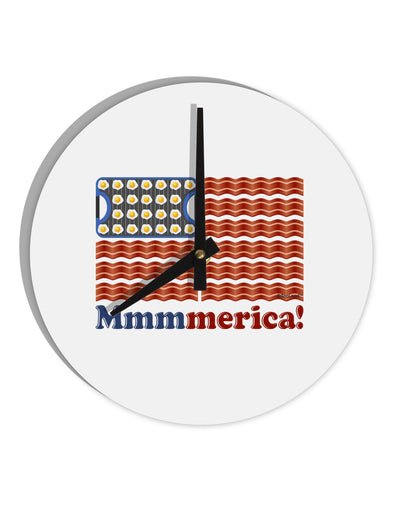 American Breakfast Flag - Bacon and Eggs - Mmmmerica 10 InchRound Wall Clock-Wall Clock-TooLoud-White-Davson Sales