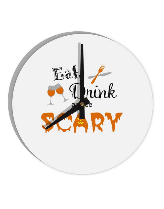 Eat Drink Scary Black 10 InchRound Wall Clock-Wall Clock-TooLoud-White-Davson Sales