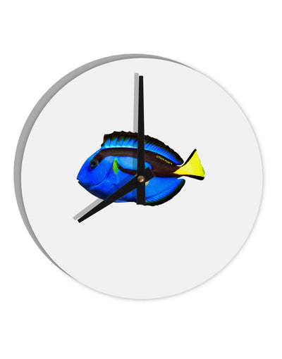 Blue Tang Fish 10 InchRound Wall Clock-Wall Clock-TooLoud-White-Davson Sales