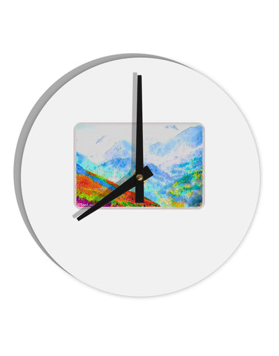 CO Fog Mountains Watercolor 10 InchRound Wall Clock-Wall Clock-TooLoud-White-Davson Sales