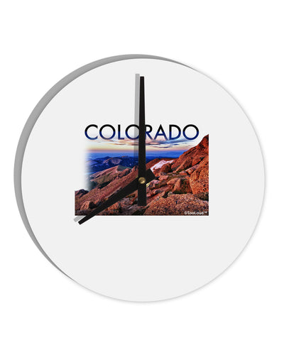 Colorado Mtn Sunset Cutout 10 InchRound Wall Clock-Wall Clock-TooLoud-White-Davson Sales