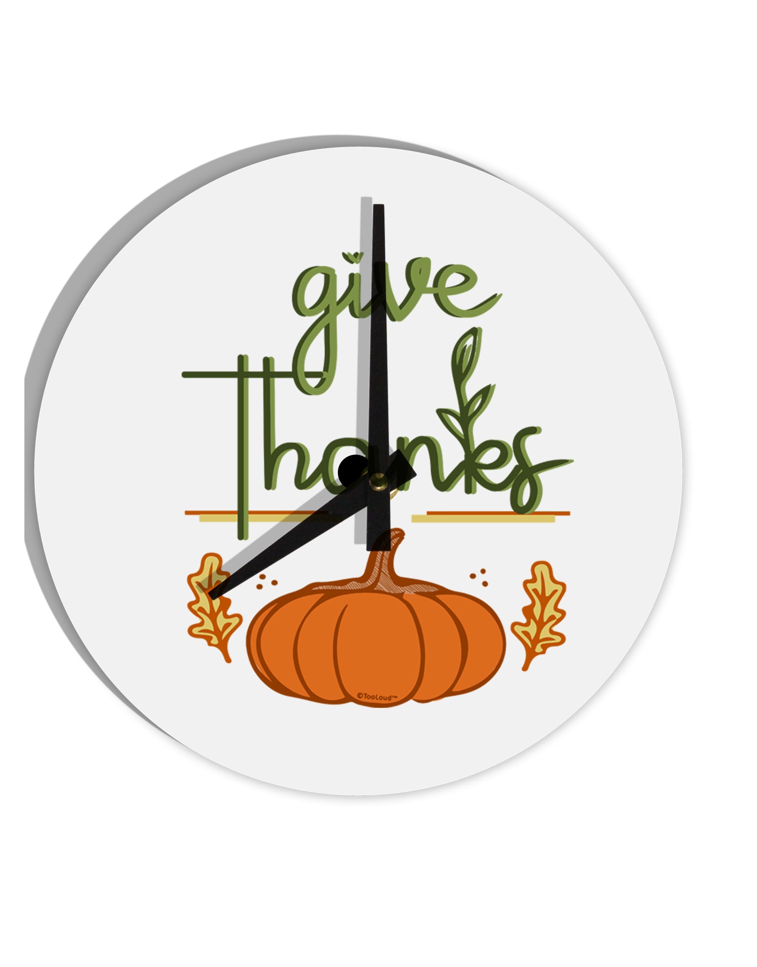 TooLoud Give Thanks 10 Inch Round Wall Clock-Wall Clock-TooLoud-Davson Sales