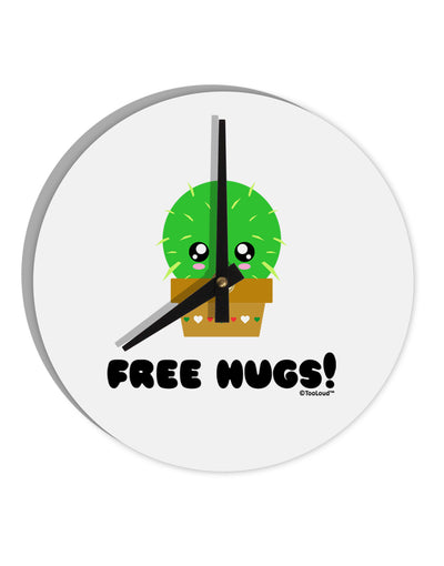 Cute Cactus - Free Hugs 10 InchRound Wall Clock-Wall Clock-TooLoud-White-Davson Sales