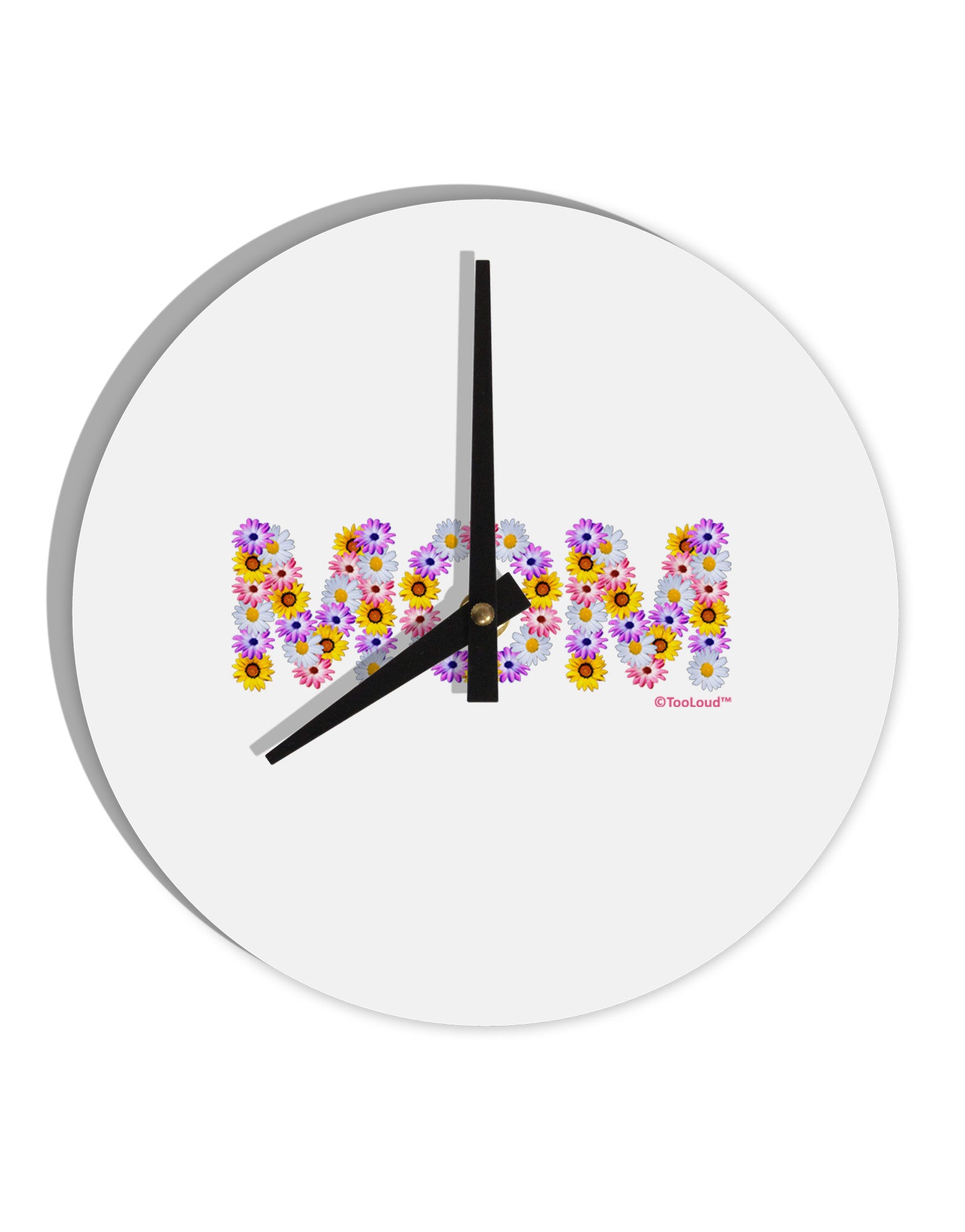 Mom Flowers Design 10 InchRound Wall Clock by TooLoud-Wall Clock-TooLoud-White-Davson Sales