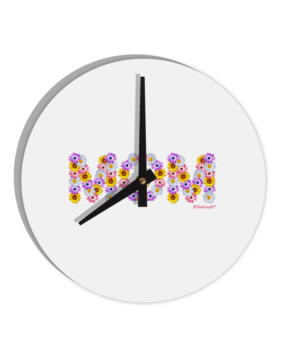 Mom Flowers Design 10 InchRound Wall Clock by TooLoud-Wall Clock-TooLoud-White-Davson Sales