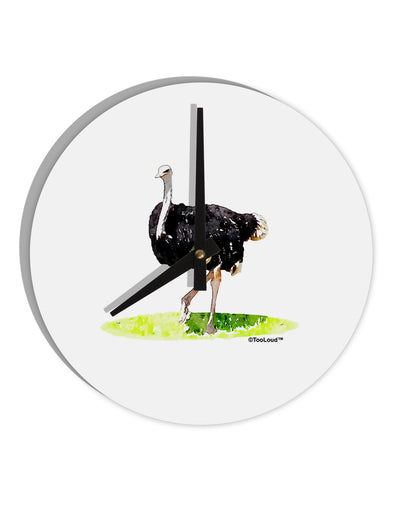 Ostrich Watercolor 10 InchRound Wall Clock-Wall Clock-TooLoud-White-Davson Sales