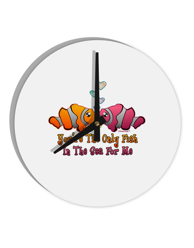 Kissy Clownfish Only Fish In The Sea 10 InchRound Wall Clock-Wall Clock-TooLoud-White-Davson Sales