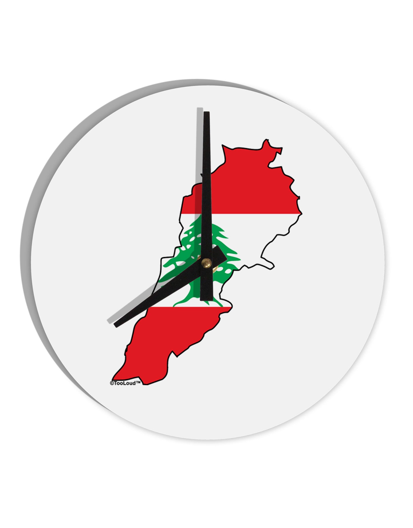 Lebanon Flag Silhouette 10 InchRound Wall Clock-Wall Clock-TooLoud-White-Davson Sales