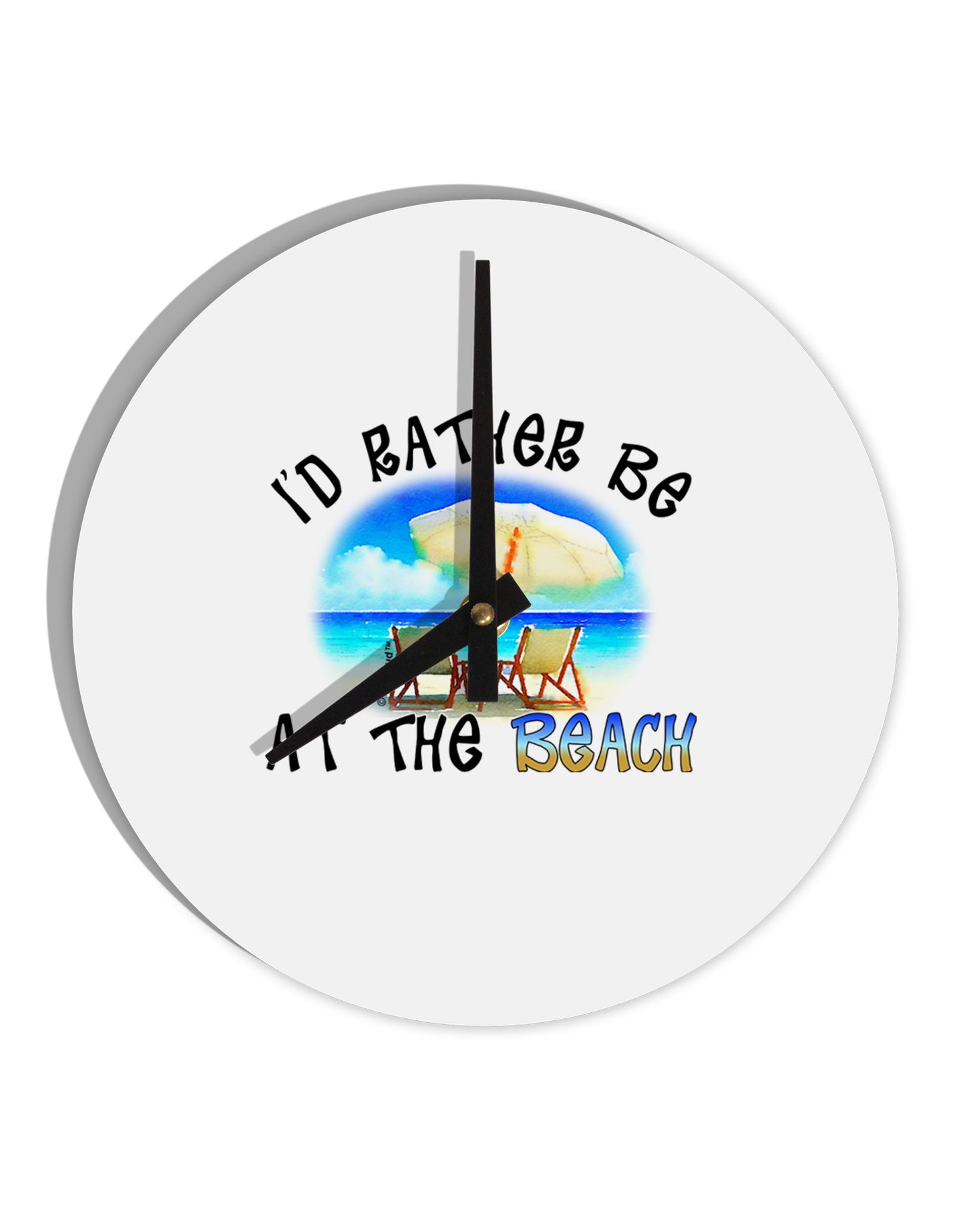 I'd Rather Be At The Beach 10 InchRound Wall Clock-Wall Clock-TooLoud-White-Davson Sales