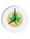 Shamrock Button Vector Design 10 InchRound Wall Clock by TooLoud-Wall Clock-TooLoud-White-Davson Sales