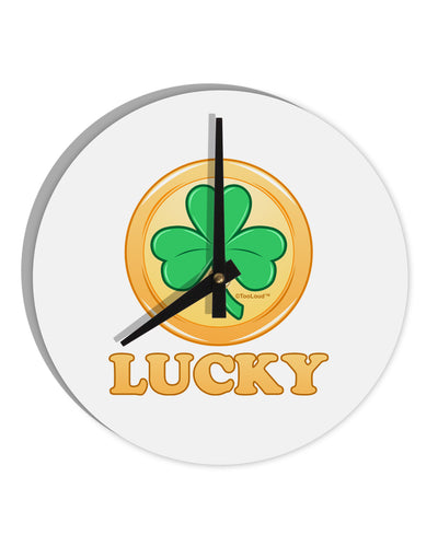 Shamrock Button - Lucky 10 InchRound Wall Clock by TooLoud-Wall Clock-TooLoud-White-Davson Sales