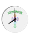 Happy Easter Egg Cross Faux Applique 10 InchRound Wall Clock-Wall Clock-TooLoud-White-Davson Sales