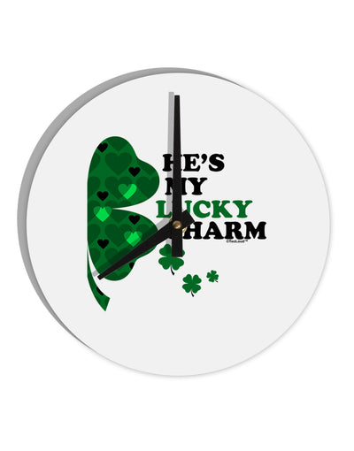 He's My Lucky Charm - Right 10 InchRound Wall Clock-Wall Clock-TooLoud-White-Davson Sales