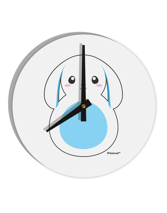 Cute Bunny with Floppy Ears - Blue 10 InchRound Wall Clock by TooLoud-Wall Clock-TooLoud-White-Davson Sales