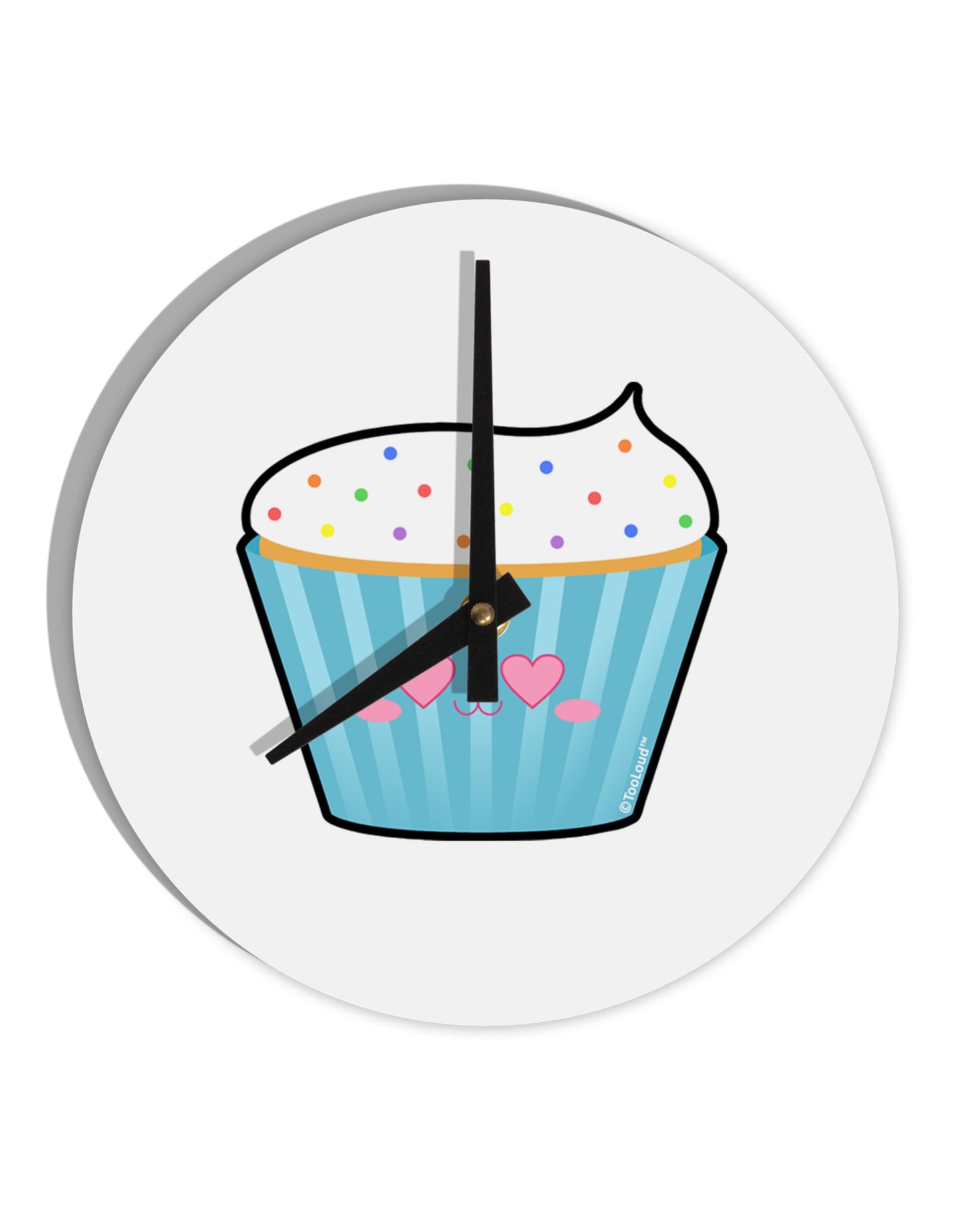 Cute Cupcake with Sprinkles - Heart Eyes 10 InchRound Wall Clock by TooLoud-Wall Clock-TooLoud-White-Davson Sales