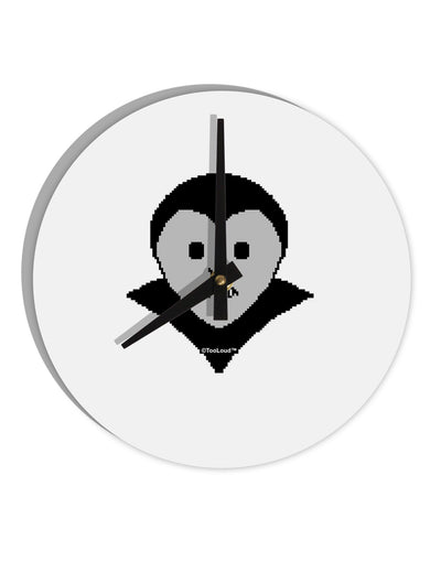 Cute Pixel Vampire Male 10 InchRound Wall Clock-Wall Clock-TooLoud-White-Davson Sales